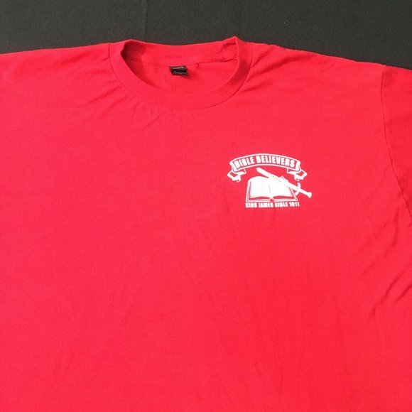 #81 Tultex Bible Believers King James Bible 1611 Short Sleeve Mens T-shirt Sz XL - Picture 2 of 7